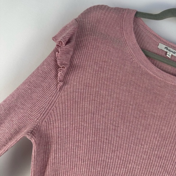 Madewell Pink Ribbed Knit Long Sleeve Shirt Top - Picture 2 of 10